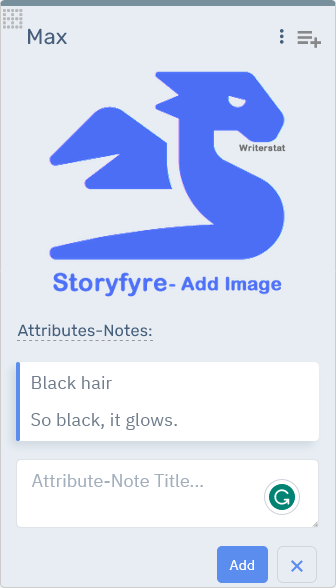 Storyfyre Origin Characters: Character Attribute Add