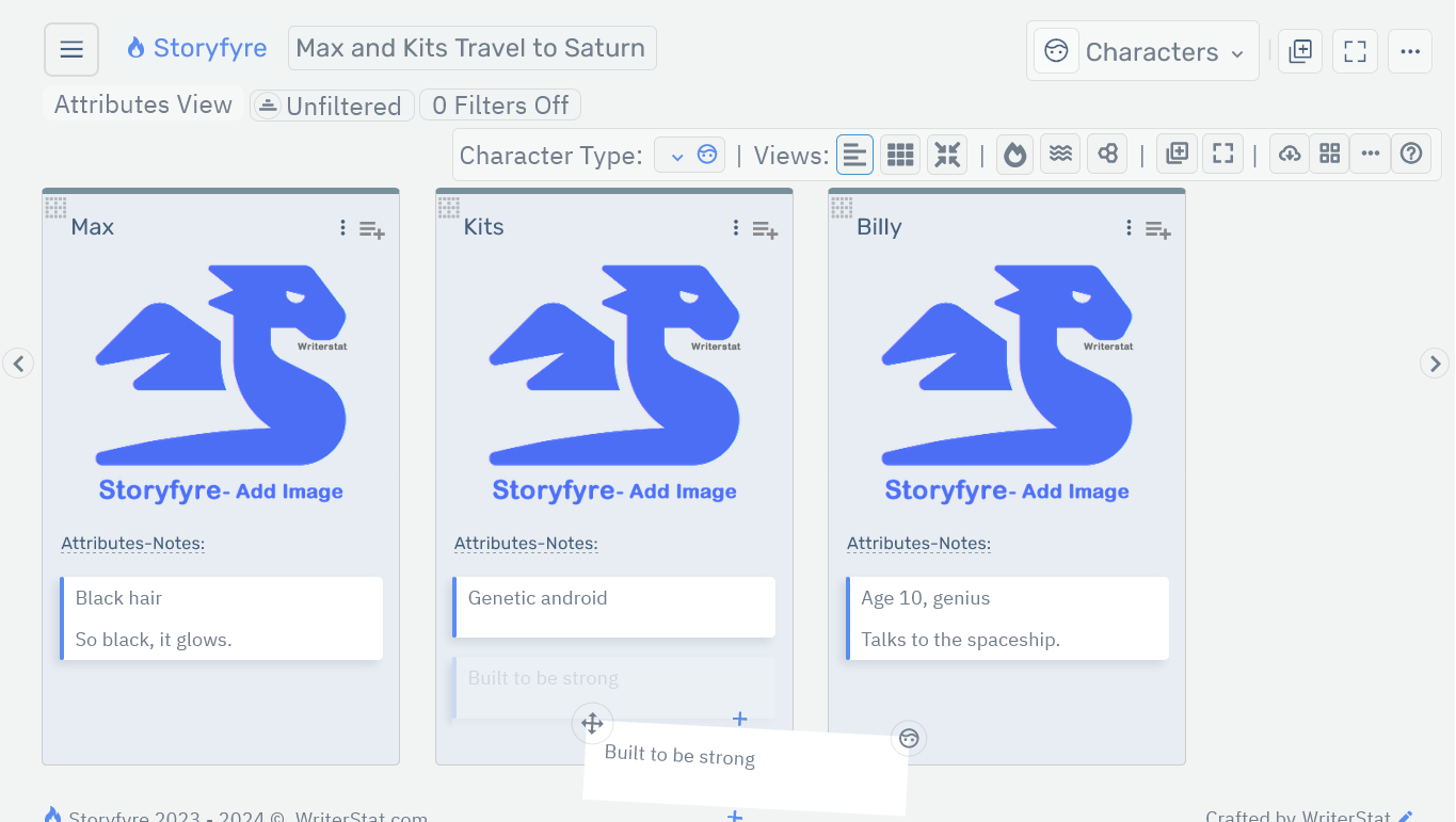 Storyfyre Origin Characters: Character Attribute Move/Drag Off Screen