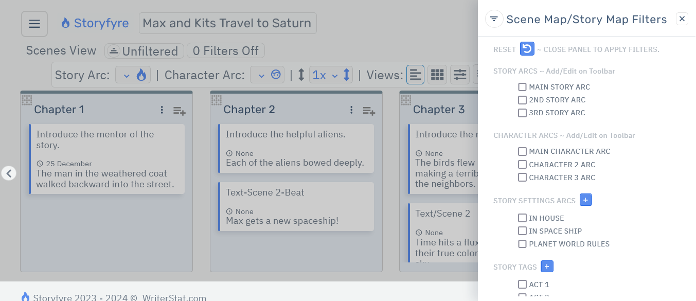 Storyfyre Origin Scene Map Filters