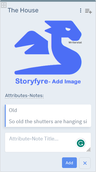 Storyfyre Origin Story Settings: Story Setting Attribute Add